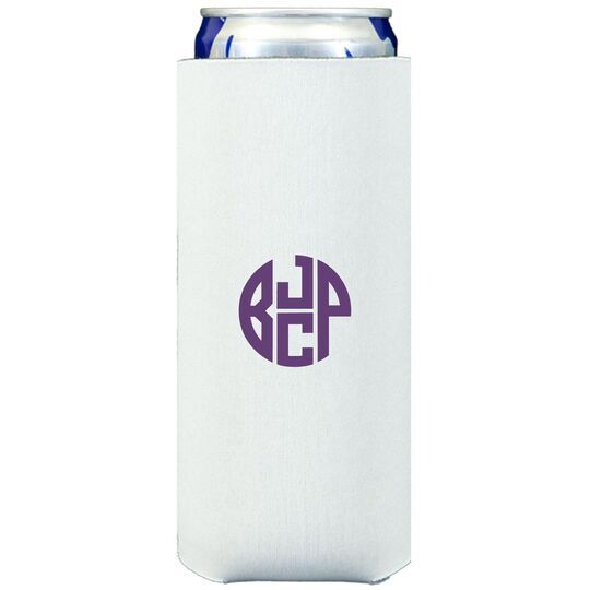 4 Initial Rounded Monogram Collapsible Slim Koozies